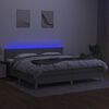 vidaXL Cama box spring c/ colch&atilde;o e LED 200x200 cm tecido cinza-claro