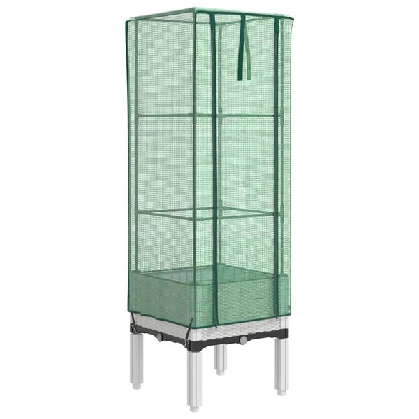 vidaXL Canteiro elevado com cobertura de estufa aspeto de vime