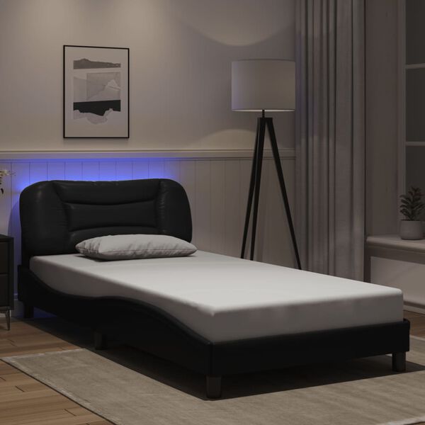 vidaXL Estrutura de cama com LED sem colch&atilde;o Hvar 100x200cm preto