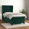 vidaXL Cama com molas/colch&atilde;o 90x200 cm veludo verde-escuro