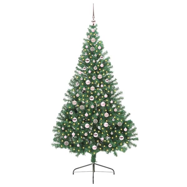 vidaXL &Aacute;rvore de Natal Artificial Pr&eacute;-iluminada Verde 240 cm PVC