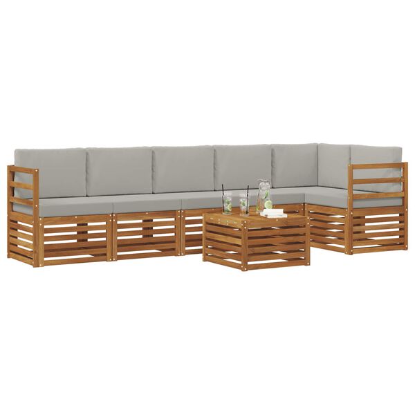 vidaXL Conjuntos de sof&aacute;s com almofada 7 pcs Cinza Natural e Claro