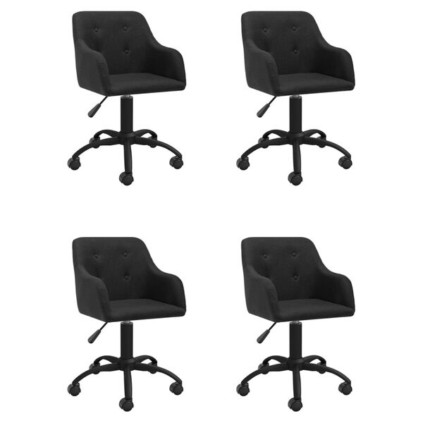 vidaXL Cadeiras de jantar girat&oacute;rias 4 pcs tecido preto