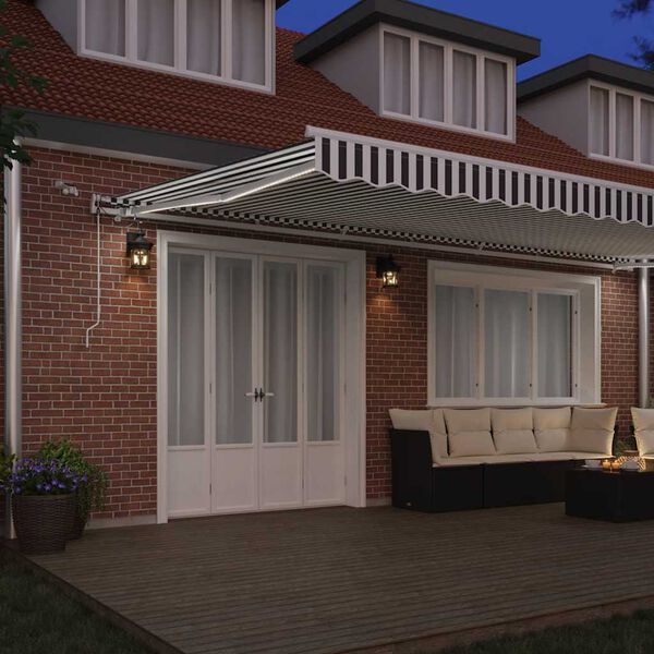 vidaXL Toldo retr&aacute;til autom&aacute;tico com LED 600x300 cm antracite/branco