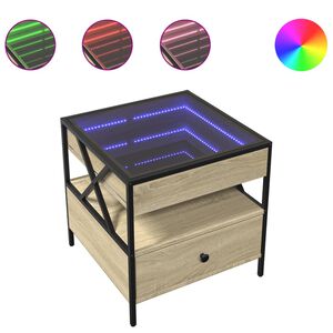 vidaXL Mesa de centro luzes LED Infinity 50x50x51 cm carvalho sonoma