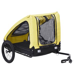 vidaXL Reboque bicicleta p/ animais amarelo e preto