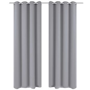 vidaXL Cortinas blackout 2 pcs com ilh&oacute;s de metal 135x175 cm cinzento