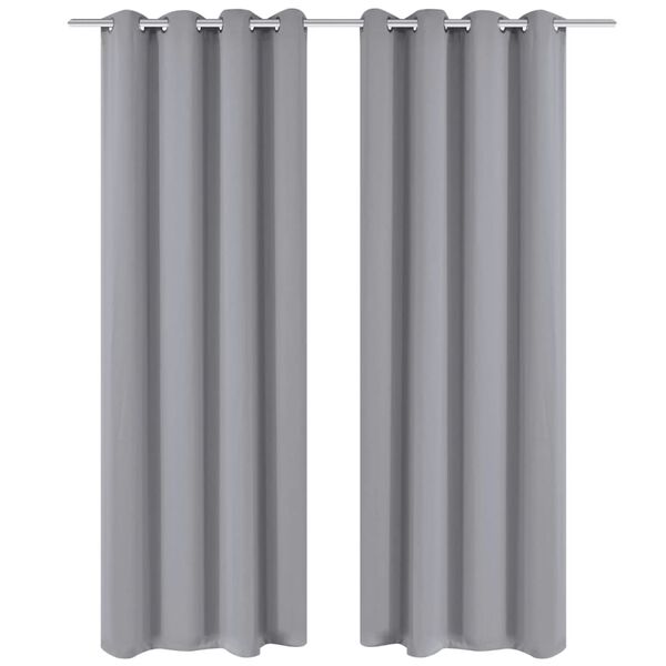 vidaXL Cortinas blackout 2 pcs com ilh&oacute;s de metal 135x175 cm cinzento