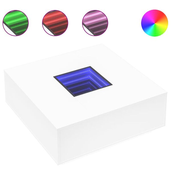 vidaXL Mesa de centro luzes LED Infinity 100x100x40 cm branco