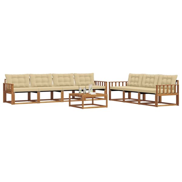 vidaXL Conjunto de Sof&aacute;s para Exterior 8 pcs Natural e Bege