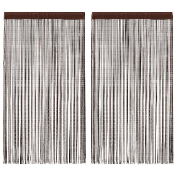 vidaXL Cortinas de fios 2 pcs 140x250 cm castanho