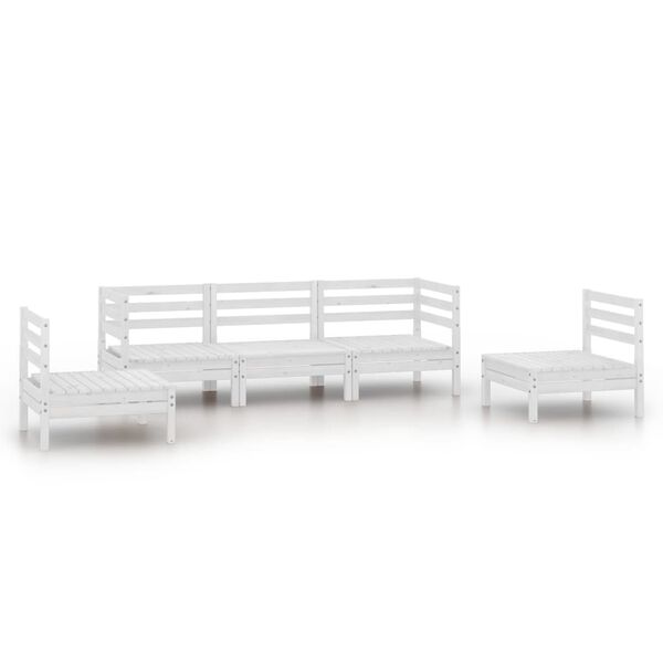 vidaXL 5 pcs conjunto lounge de jardim pinho maci&ccedil;o branco