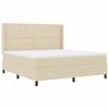 vidaXL Cama Box com colch&atilde;o com cabeceira Creme 180 x 200 cm tecido