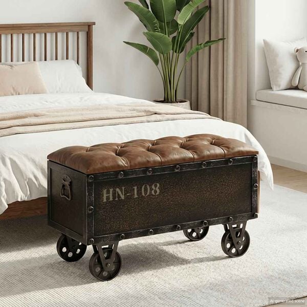 vidaXL Banco de arruma&ccedil;&atilde;o madeira maci&ccedil;a/couro artificial 80,5x41x50cm