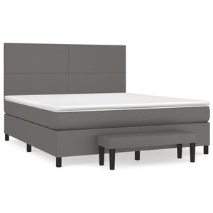 vidaXL Cama com molas/colch&atilde;o 180x200 cm couro artificial cinza