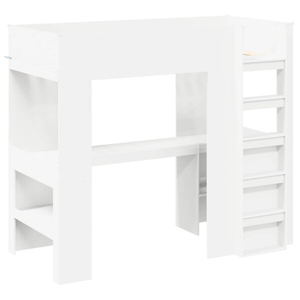 vidaXL Estrutura de Cama Loft com Mesa Branco 90 x 190 cm