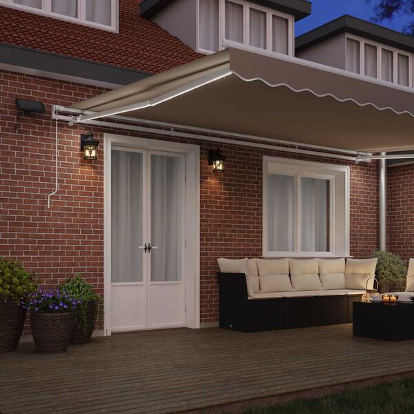 vidaXL Toldo Retr&aacute;til Manual Bege 500 &times; 300 cm Tecido e A&ccedil;o