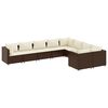 vidaXL 9 pcs conjunto sof&aacute;s p/ jardim c/ almofad&otilde;es vime PE castanho