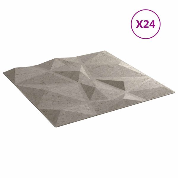 vidaXL Pain&eacute;is de parede 24 pcs Cinzento Concreto 50 x 50 cm