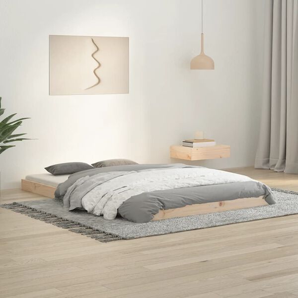 vidaXL Estrutura de cama de casal pequena 120x190 cm pinho maci&ccedil;o