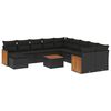 vidaXL 12 pcs conjunto de sof&aacute;s de jardim c/ almofad&otilde;es vime PE preto