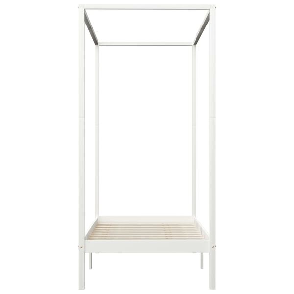 vidaXL Estrutura de cama com toldo 100x200 cm pinho maci&ccedil;o branco