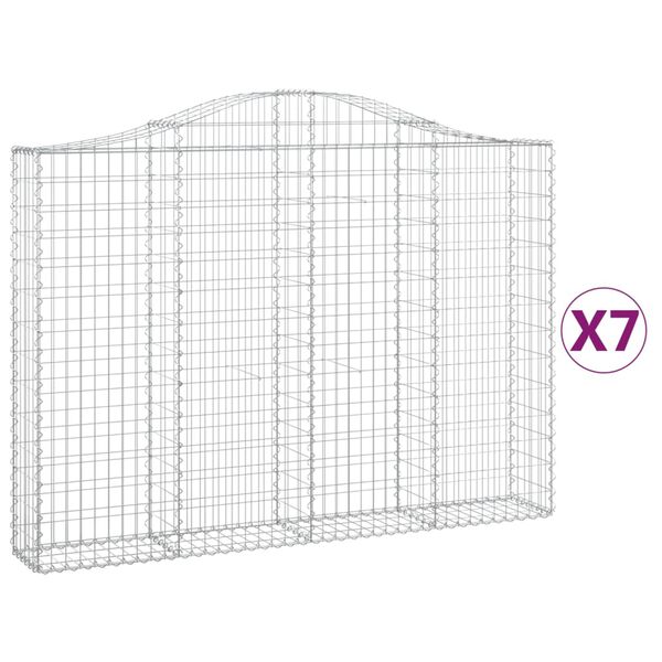 vidaXL Cestos gabi&atilde;o arqueados 7pcs 200x30x140/160cm ferro galvanizado