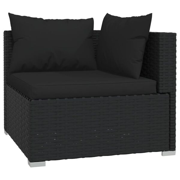 vidaXL 10 pcs conjunto lounge de jardim c/ almofadões vime PE preto