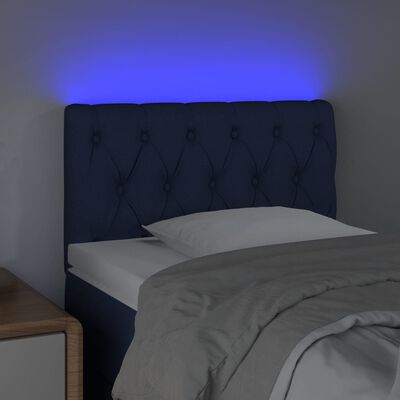 vidaXL Cabeceira de cama c/ luzes LED tecido 80x7x78/88 cm azul