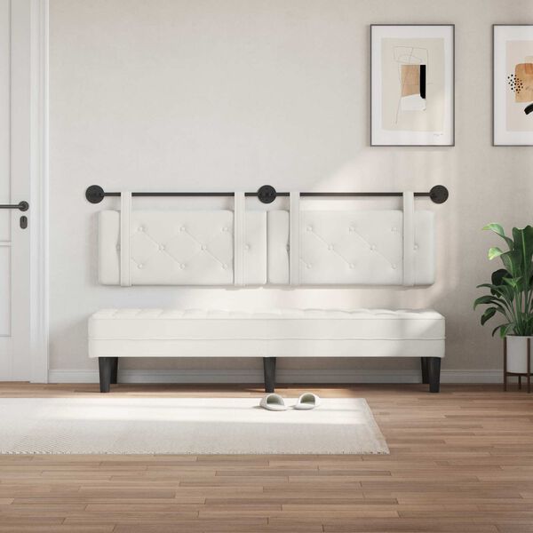 vidaXL Cabeceira Suspensa Branco 190 x 55 x 5 cm Couro Sint&eacute;tico