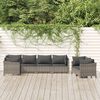 vidaXL 7 pcs conjunto lounge de jardim c/ almofad&otilde;es vime PE cinzento