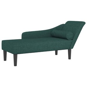 vidaXL Chaise lounge com almofadões tecido verde-escuro