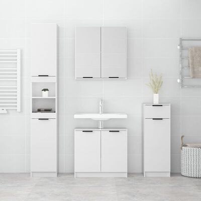 vidaXL 4pcs conj. armários de casa de banho madeira processada branco