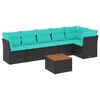 vidaXL 7 pcs conjunto de sof&aacute;s p/ jardim c/ almofad&otilde;es vime PE preto
