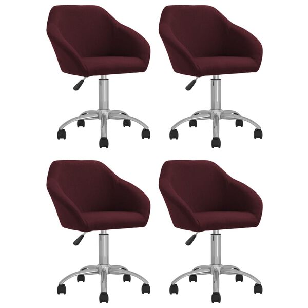 vidaXL Cadeiras de jantar girat&oacute;rias 4 pcs tecido roxo