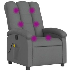 vidaXL Poltrona de massagens reclin&aacute;vel tecido cinzento-escuro