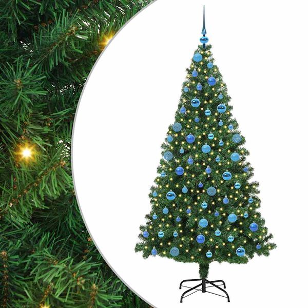 vidaXL &Aacute;rvore de Natal Artificial Verde 180 cm PVC, A&ccedil;o e Pl&aacute;stico
