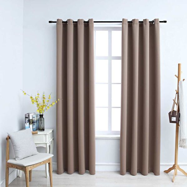 vidaXL Cortinas opacas c/ argolas 2 pcs 140x175cm cinzento-acastanhado