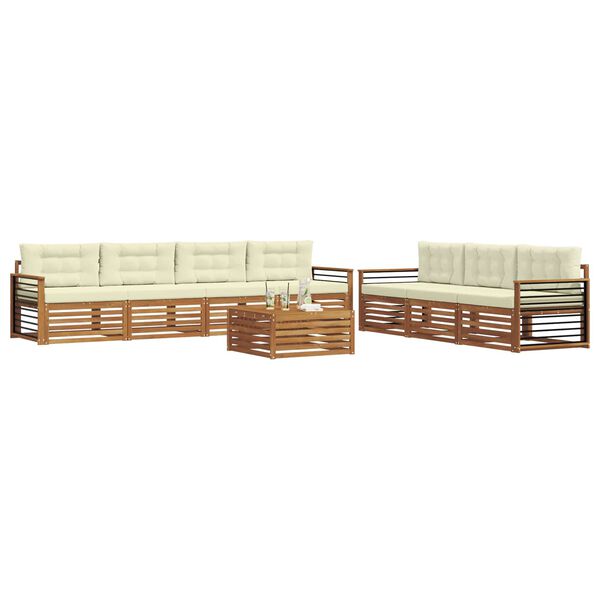 vidaXL Conjunto de Sof&aacute;s para Exterior 8 pcs Natural e Creme