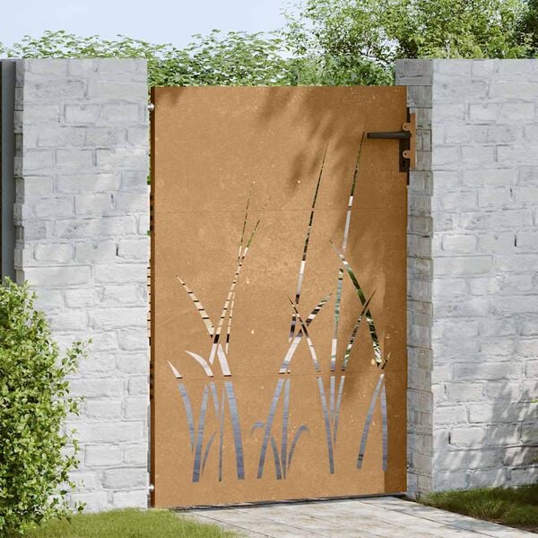 vidaXL Port&atilde;o de jardim 85x150 cm a&ccedil;o corten design erva