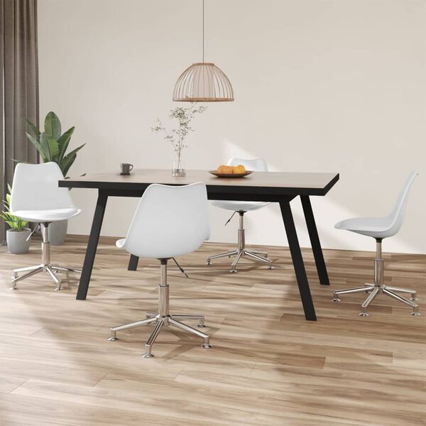vidaXL Cadeiras de jantar girat&oacute;rias 4 pcs couro artificial branco