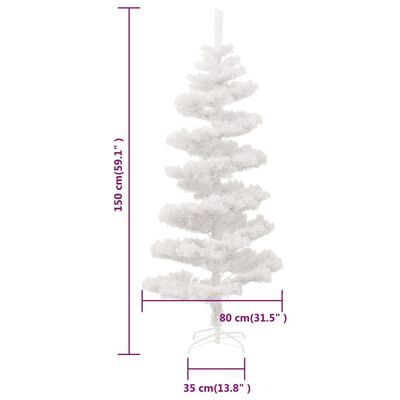 vidaXL Árvore de Natal rotativa com suporte e LEDs PVC 150 cm branco
