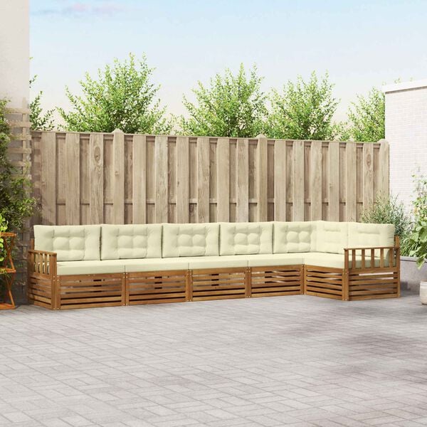 vidaXL Conjunto de Sof&aacute;s para Exterior 6 pcs Natural e Creme