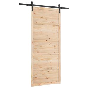 vidaXL Porta Deslizante 80 x 208 cm Madeira de Pinho Maci&ccedil;a Natural