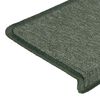 vidaXL Tapetes de escada 15 pe&ccedil;as 65x21x4 cm verde escuro com borda retangular