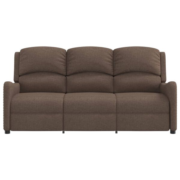 vidaXL Poltrona massagens reclin&aacute;vel 3 lug. tecido cinza-acastanhado