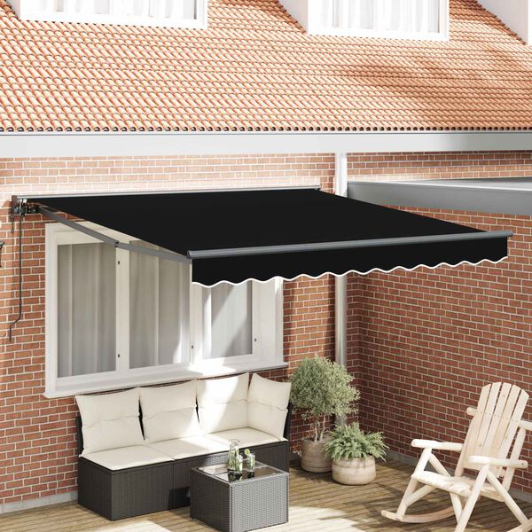vidaXL Toldo Retr&aacute;til Preto 300 x 250 cm Alum&iacute;nio e Tecido