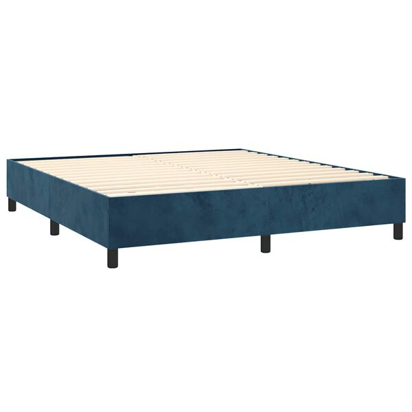 vidaXL Cama com molas/colch&atilde;o 180x200 cm veludo azul-escuro
