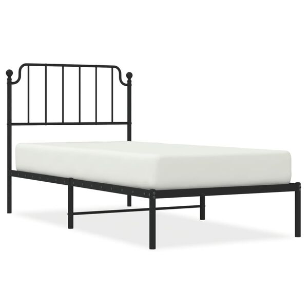 vidaXL Estrutura de cama com cabeceira 90x190 cm metal preto