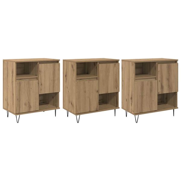 vidaXL Buffet 3 pcs Carvalho Artesanal 60 x 35 x 70 cm